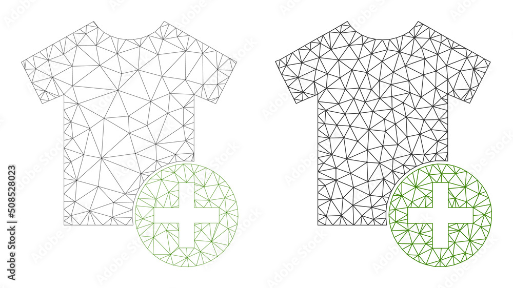 Poster polygonal mesh add dress icons. flat carcass variants created from add dress pictogram and mesh line