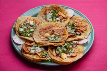 Al pastor tacos with pineapple. Mexican food