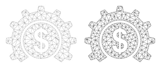 Polygonal mesh bank industry icons. Flat structure versions are created from bank industry pictogram and mesh lines. Abstract lines, triangles and points are combined into bank industry mesh.