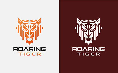 Roaring Tiger Logo Design. Tiger Logo Design with Abstract Modern Shape Logo Design.