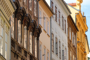Obraz premium Colorful historic buildings in central Zagreb, Croatia.