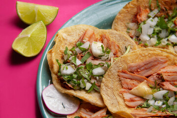 Al pastor tacos with pineapple. Mexican food