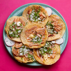 Al pastor tacos with pineapple. Mexican food