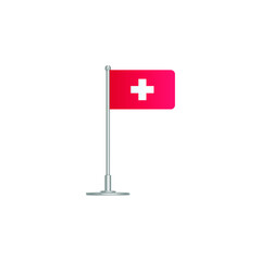 flag of Switzerland. flag Switzerland on flagpole. vector icon isolated on white background