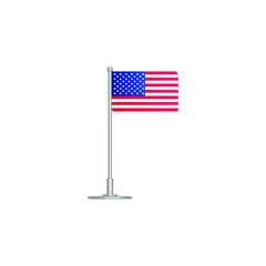 flag of United State. flag United State on flagpole. vector icon isolated on white background