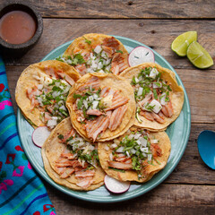 Al pastor tacos with pineapple. Mexican food