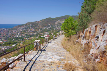 Turkey. Alanya. 09.19.22. Road to the city of Turkey. View from a height of the city and the sea.