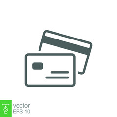 Credit card icon. Simple flat style. Business pay concept. Two cards on top of each other. Vector illustration isolated on white background. EPS 10.