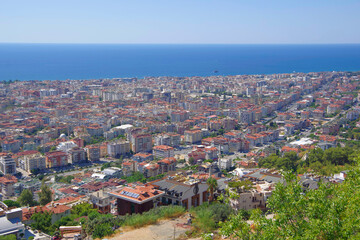 Fototapeta na wymiar Turkey. Alanya. 09/17/21. View of the resort town located on the Mediterranean coast.