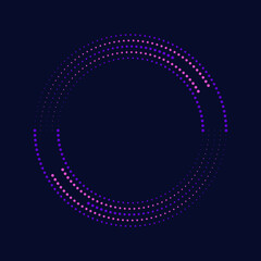Pink and violet curvy dotted lines in circle form. Geometric art. Trendy design element for frame, logo, tattoo, sign, symbol, web, prints, posters, template, pattern and abstract background