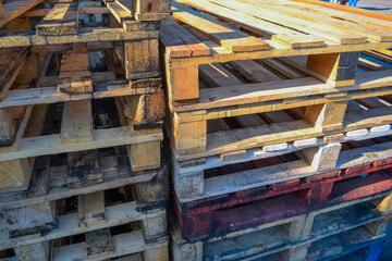 Wooden pallets at the fish market.