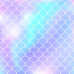 Holographic mermaid background with gradient scales.