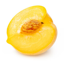 Sweet Yellow Peach fruits on white background, Honey Peach isolated on white background With clipping path.
