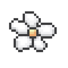 Fototapeta premium pixel art white flower isolated on white background