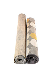 Rolled carpets isolated on white background