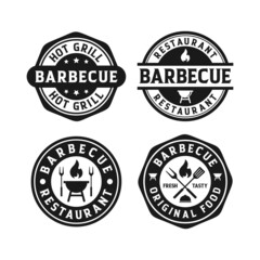 Fototapeta na wymiar Barbecue restaurant badge stamps design logo collection