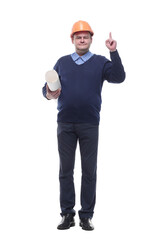 in full growth. male architect with drawings.