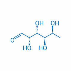 chemical structure of L-Fucose (C6H12O5)