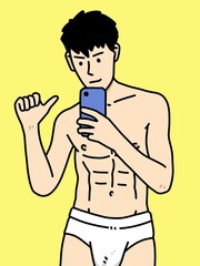 Fototapeta premium cute man cartoon on yellow background