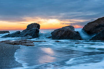 Seascape at dawn. long exposure. Odessa. Ukraine