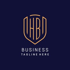 Letter HB monogram logo shield shape with luxury monoline style