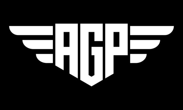 AGP three letter logo, creative wings shape logo design vector template. letter mark, wordmark, monogram symbol on black & white.