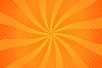 Naklejka premium Orange comic sunbrust background with rays, vector illustration