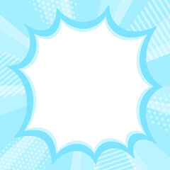 おしゃれな水色の集中線とギザギザふきだし