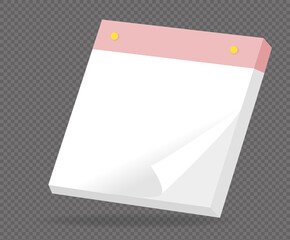 pink Post-it pad memo  illustration set. diary, memo label, sticker, memo, pencil,  Vector drawing. Hand drawn style.