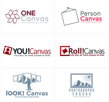 Set of gallery exhibition canvas logo design