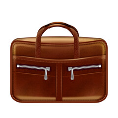 leather briefcase male business bag. work suitcase. office case. portfolio documents. finance handbag vector, illustration, 3d, realistic realism