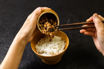 Fototapeta premium 藁入り納豆 Natto Japanese foods