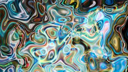 Abstract luminous iridescent liquid background.