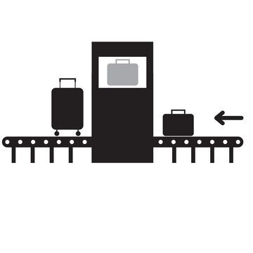 airport baggage security scanner icon on white background. conveyor belt at airport scanner sign. airport Security Scanner symbol. flat style.