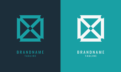 Letter X Logo Design With Hourglass Shaped Square Concept