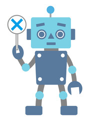 ×のプラカードを持つロボット