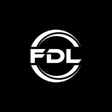 FDL letter logo design with black background in illustrator, vector logo modern alphabet font overlap style. calligraphy designs for logo, Poster, Invitation, etc.