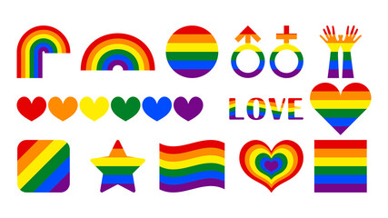 Set of rainbow colors designed to symbolize the LGBT community. Vector illustration.