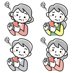 スマホを見て困るシニア女性