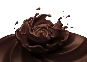 Chocolate splash with clipping path , 3D Rendering, 3D illustration