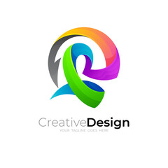 Fototapeta premium Modern R logo and arrow design combination, circle icons