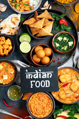 Assorted indian food. Indian cuisine.