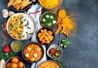 Assorted indian food. Indian cuisine.