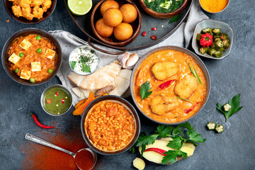 Assorted indian food. Indian cuisine.