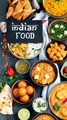 Assorted indian food. Indian cuisine.