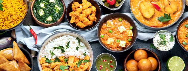 Assorted indian food. Indian cuisine.