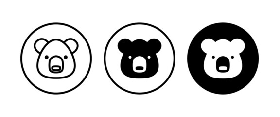 Grizzly, honey bear or polar bear head face icon button, vector, sign, symbol, logo, illustration, editable stroke, flat design style isolated on white
