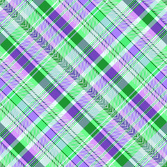 Seamless abstract pink-green checkered pattern with diagonal white stripes, vector eps 10