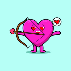 Cute cartoon mascot character romantic cupid lovely heart with love arrow in modern design 