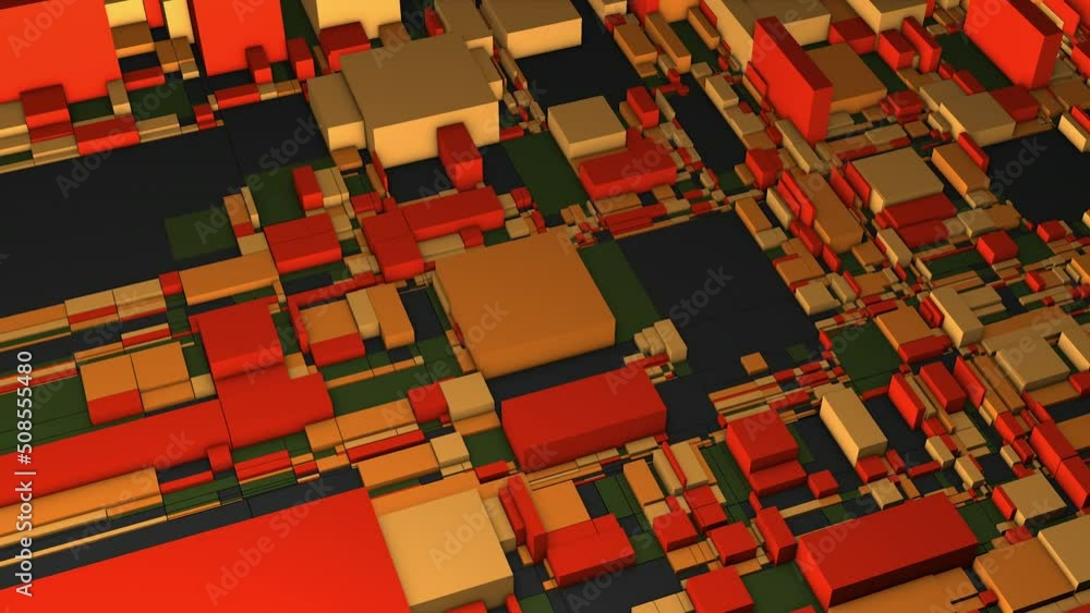 Poster abstract geometric background with moving blocks of different size and colors. motion. 3d rectangula